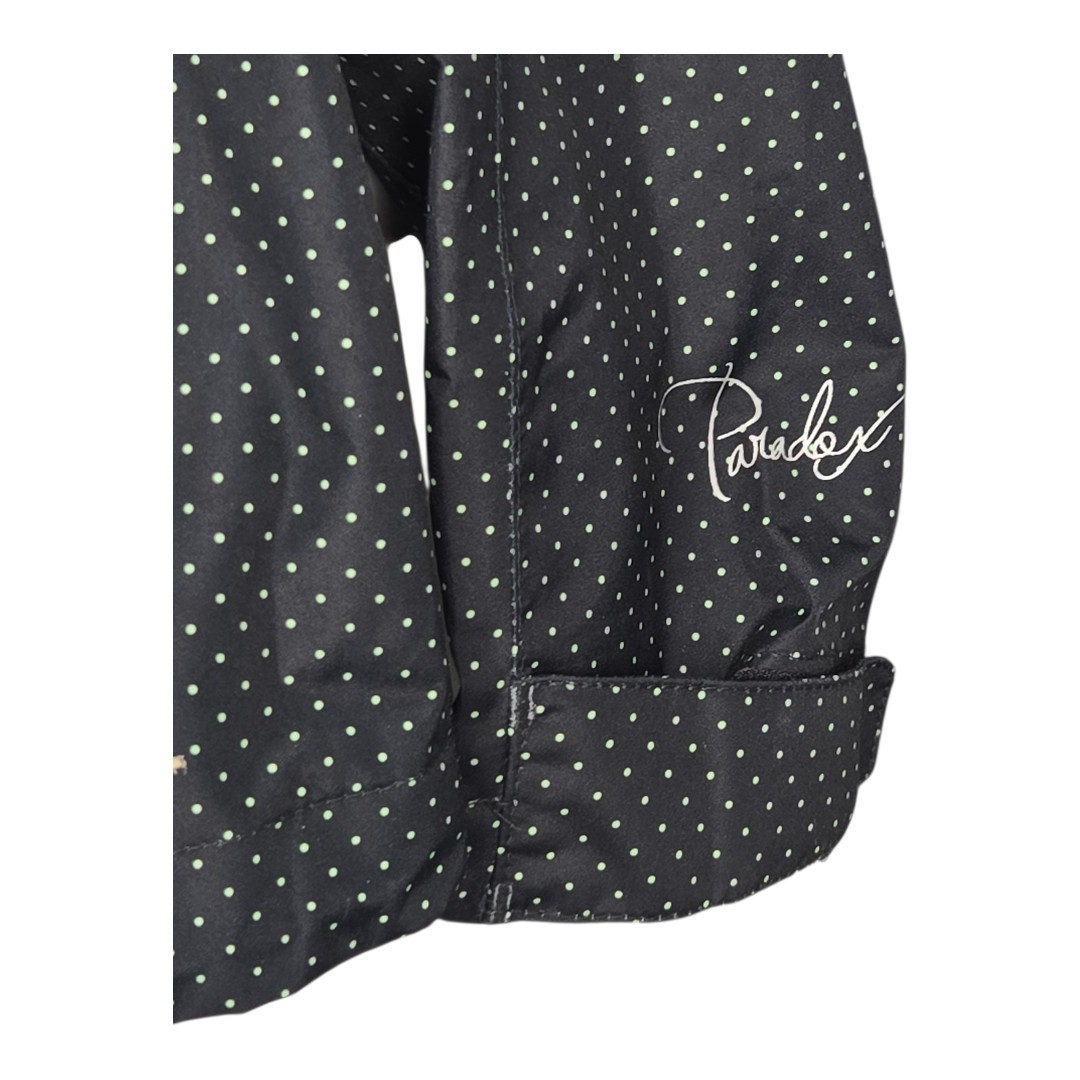 Paradox Womens Black Mini Polka Dot Hooded Full Zip Rain Jacket Small