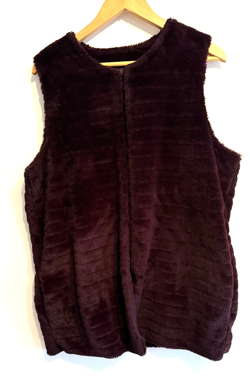 NEXT ladies size 18 Chocolate faux fur casual gilet waistcoat jacket