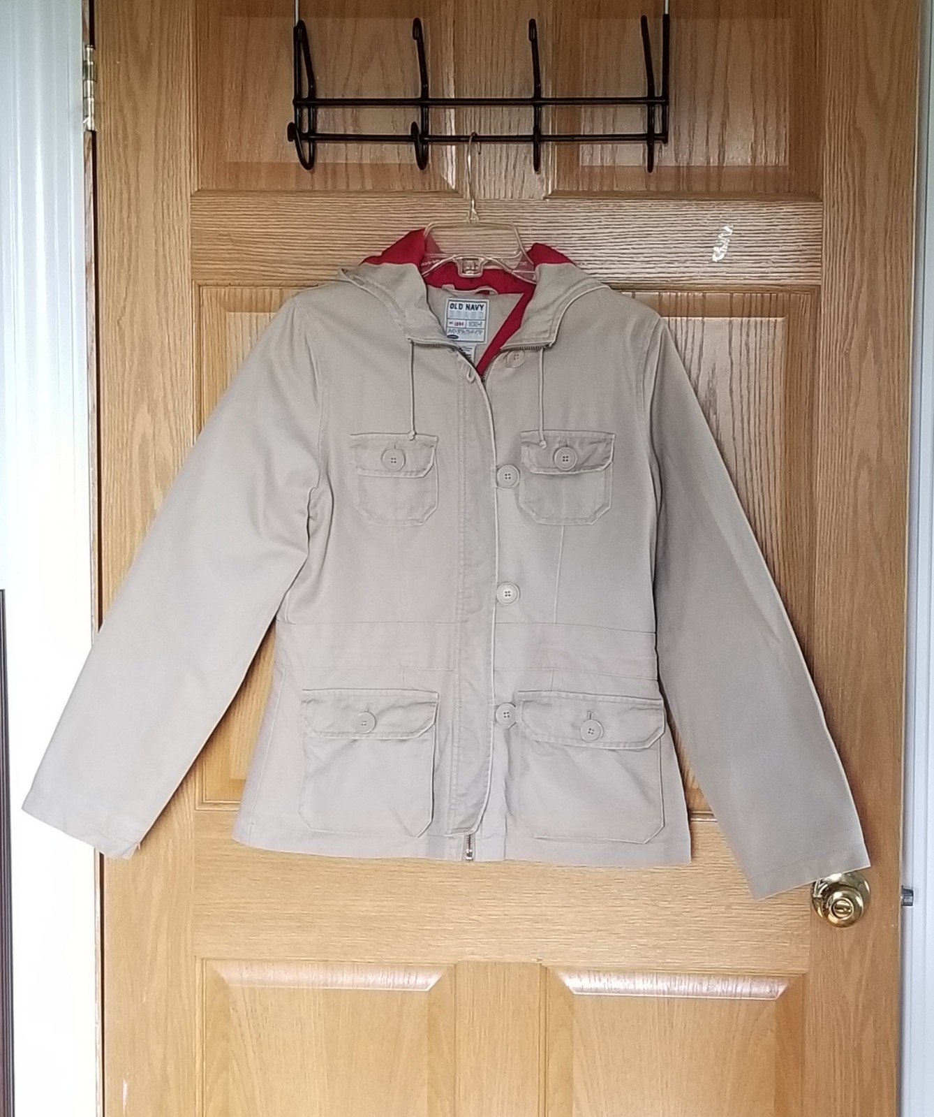 Old Navy College Preppy Tan Hooded Jacket – Women’s Size M