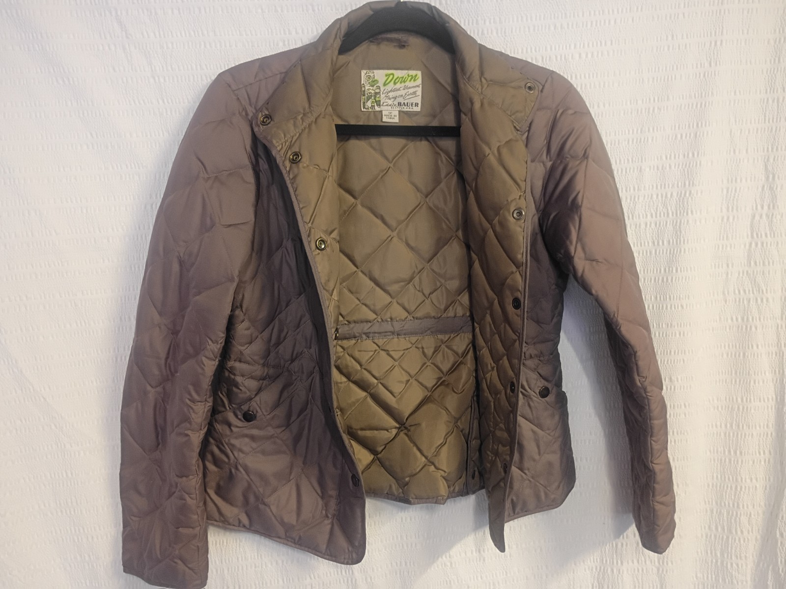 Eddie Bauer Women’s Down Snap Front Quilted Jacket Brown Petite SP