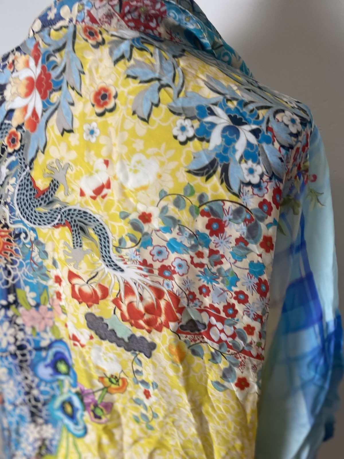 Johnny Was 100% Silk Robe Floral Flowy Long Overpiece Kimono Designer Boho Med