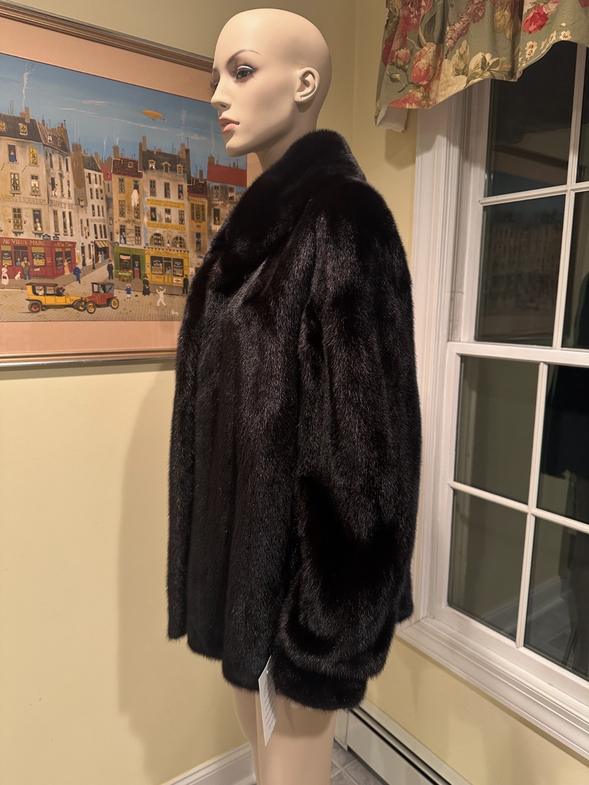New! $10,000 Bloomingdales 28″ 8/10 Ranch Black Hip Length Mink Real Fur Jacket