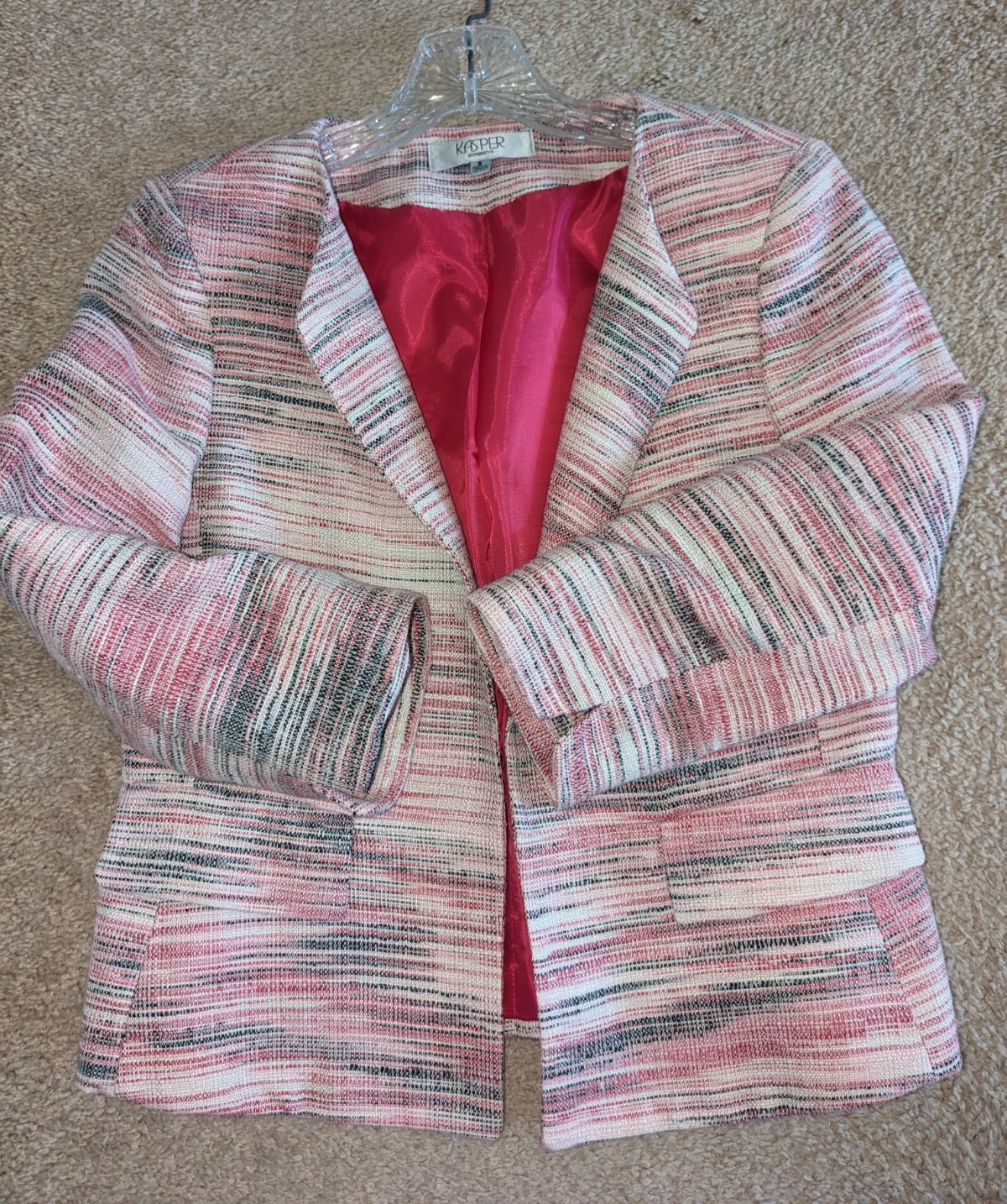 Kasper Womens Pink Jacket Blazer for Spring/Summer Lined 3/4 Sleeve Size 6