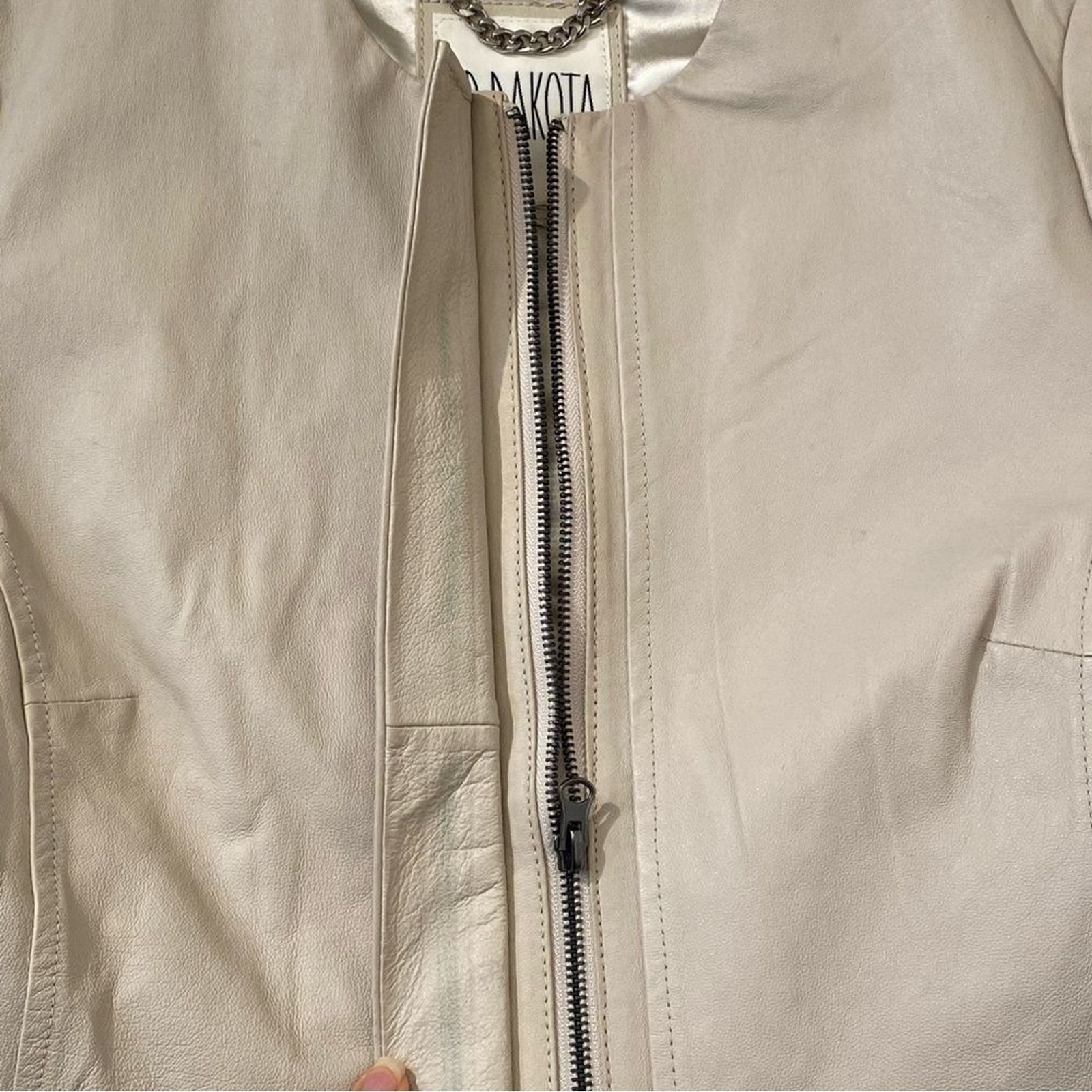 BB Dakota Steve Madden Cream Leather Jacket Minimalist Moto Size S