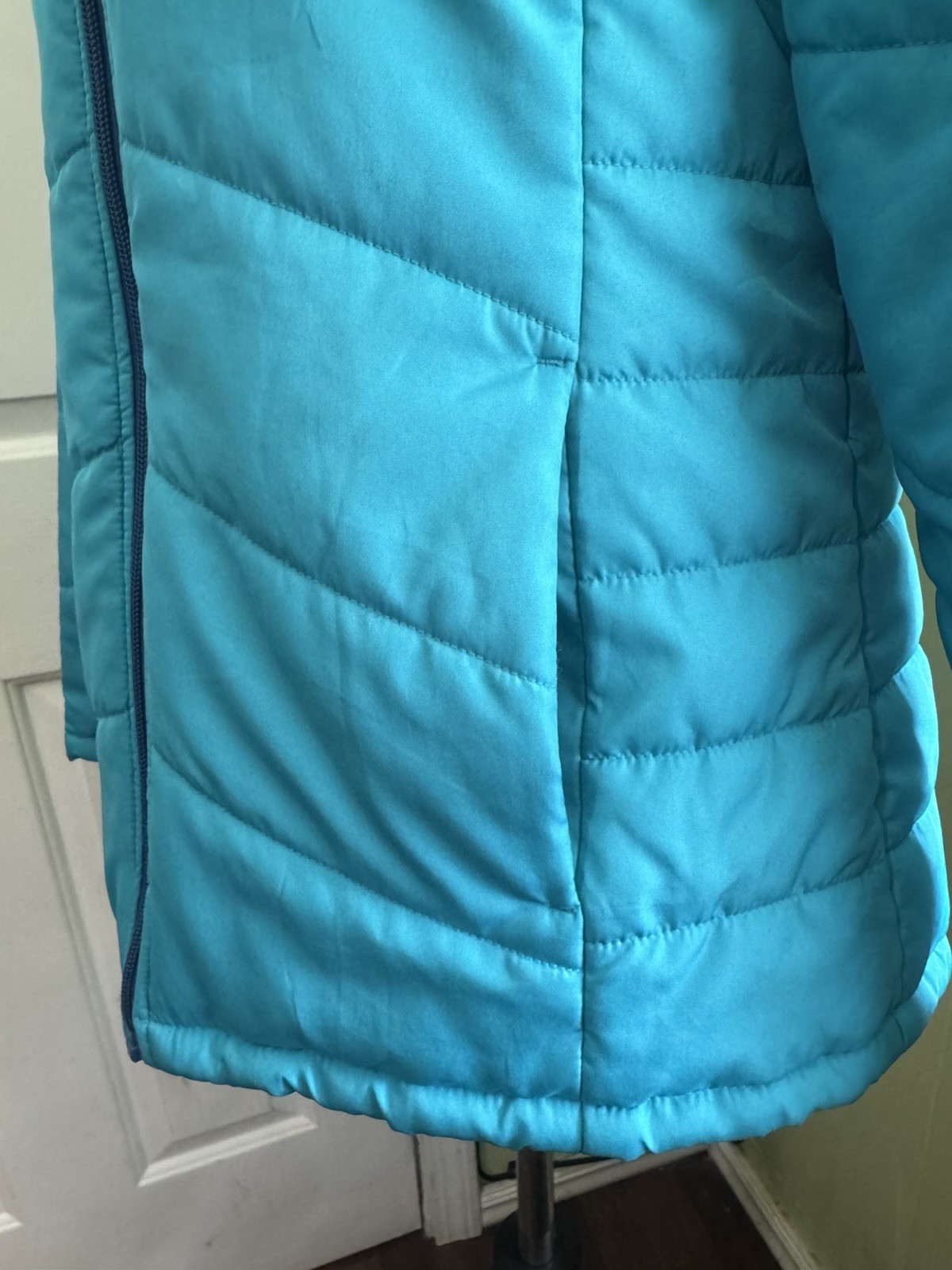 Faded Glory Full Zip Quilted Puffer Women’s Aqua Falls Jacket Size M