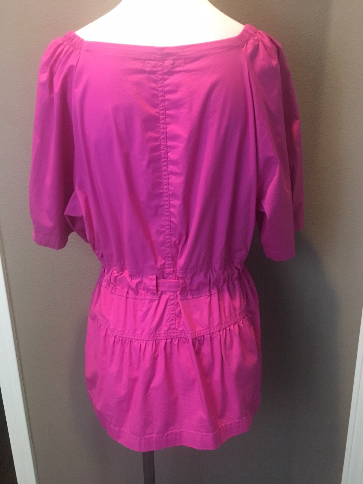 XCV1 2X Hot Pink Cotton Zip Front Belted Lux Jacket W Puff Sleeves