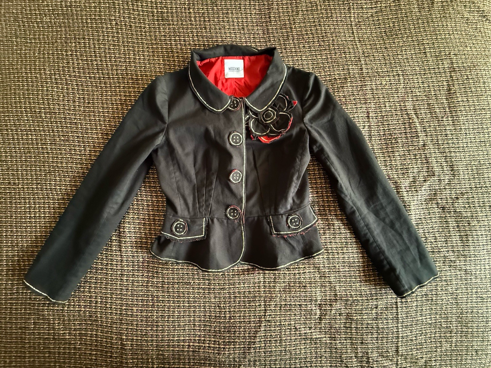 Moschino Cheap And Chic Black Floral Blazer Woman’s Size 6 Made in Italy