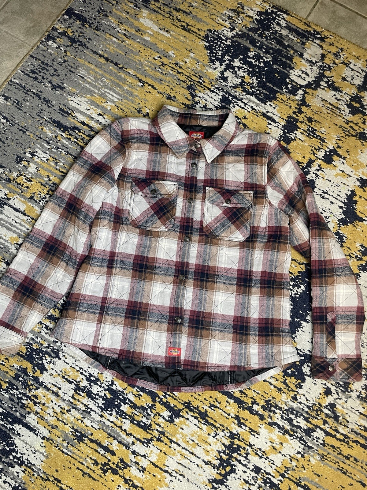 Women’s Dickies Plaid Quilted Snap Front Jacket Size XL