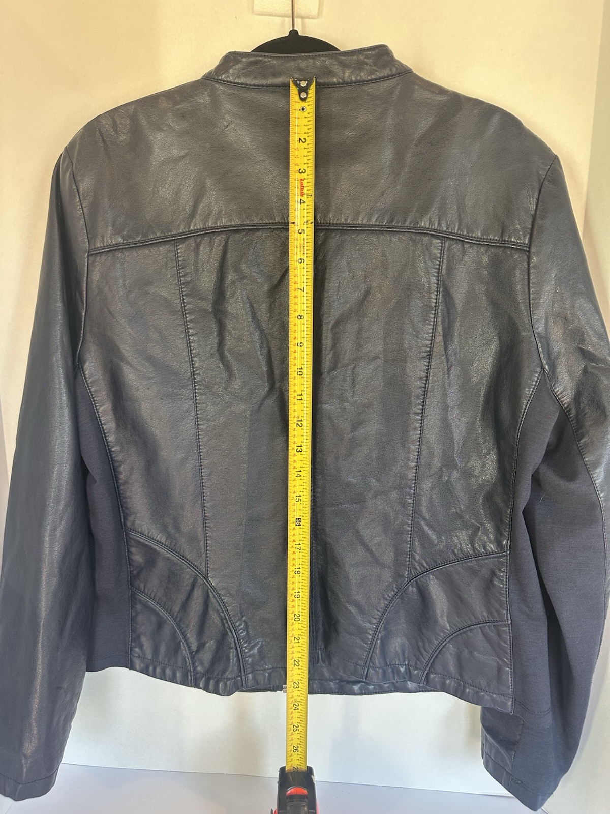Kenneth Cole Reaction Moto Jacket Navy XL Stretch Faux Leather Designer Sturgis