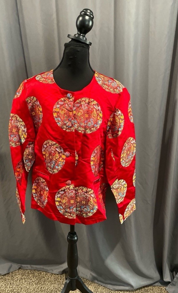 april cornell vintage Silk Blend Asian Inspired Button Up Jacket Large