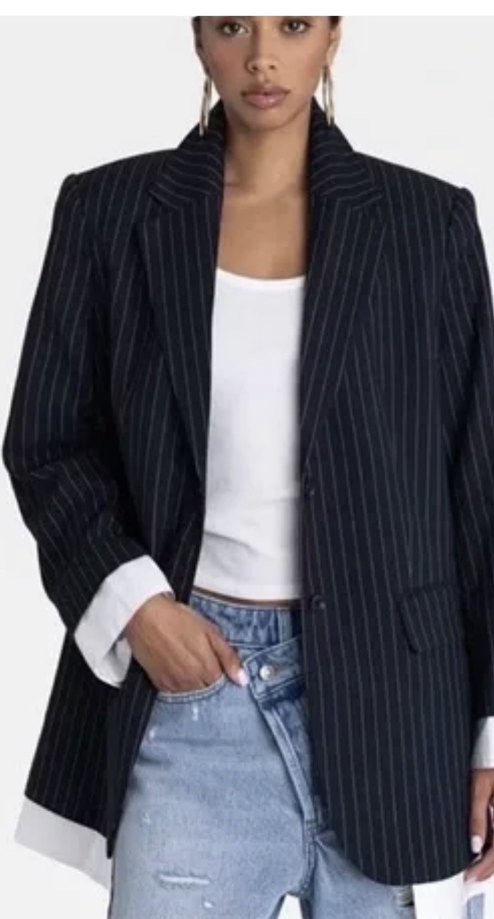 KBB by KAHLANA Women’s ‘The Shirt Blazer’ – Navy/White Striped XXL