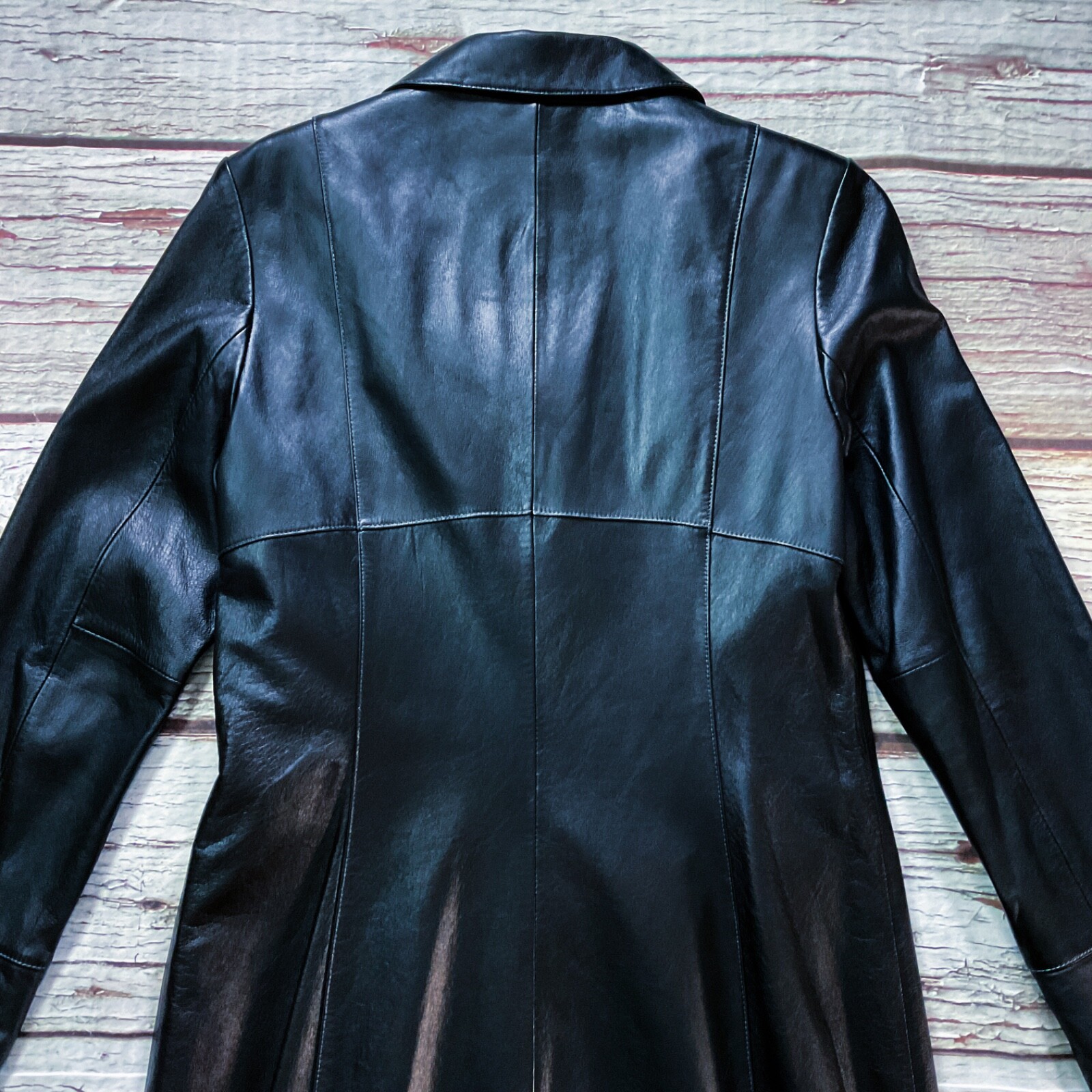 Wilsons Womens Coat size M Medium Black Full Length Leather Lined Lighter Weight