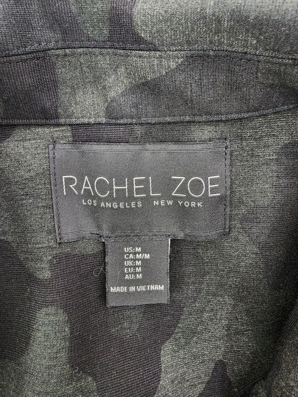 Rachel Zoe Blazer Women Medium Camo Jacket Open Front Casual Stretch Lightweight