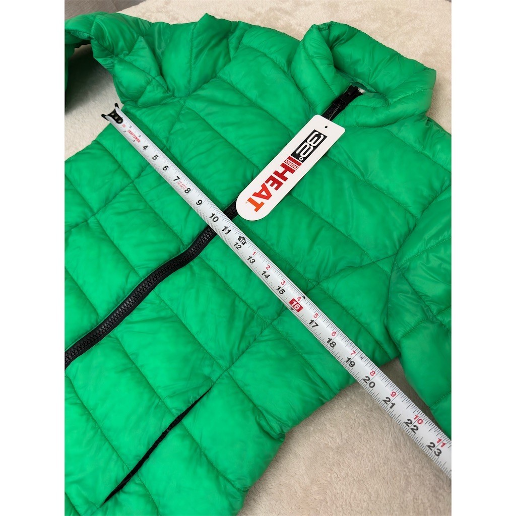 32 Degrees Puffer Jacket Womens Size M Green Lightweight Packable Full Zip NEW!