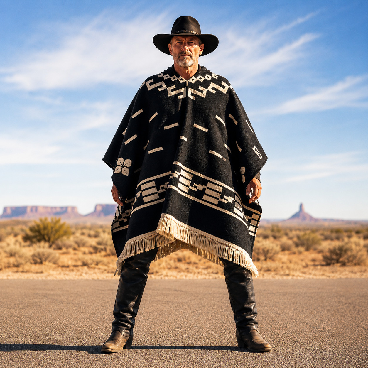 Clint Eastwood Style Western Cowboy Poncho Serape Handmade Alpaca Wool