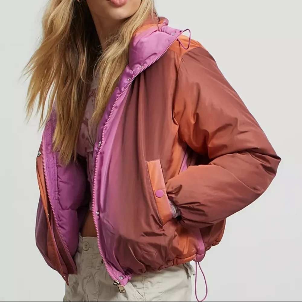 BDG Urban Outfitters Isla Funnel Neck Ombre Puffer Jacket Orange/Purple Small