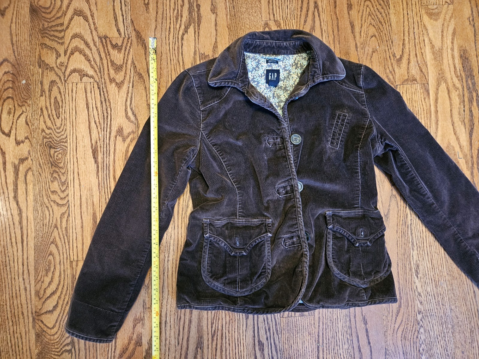 GAP Brown Cotton Corduroy Button Front Blazer Jacket Pockets Collared Womens 8