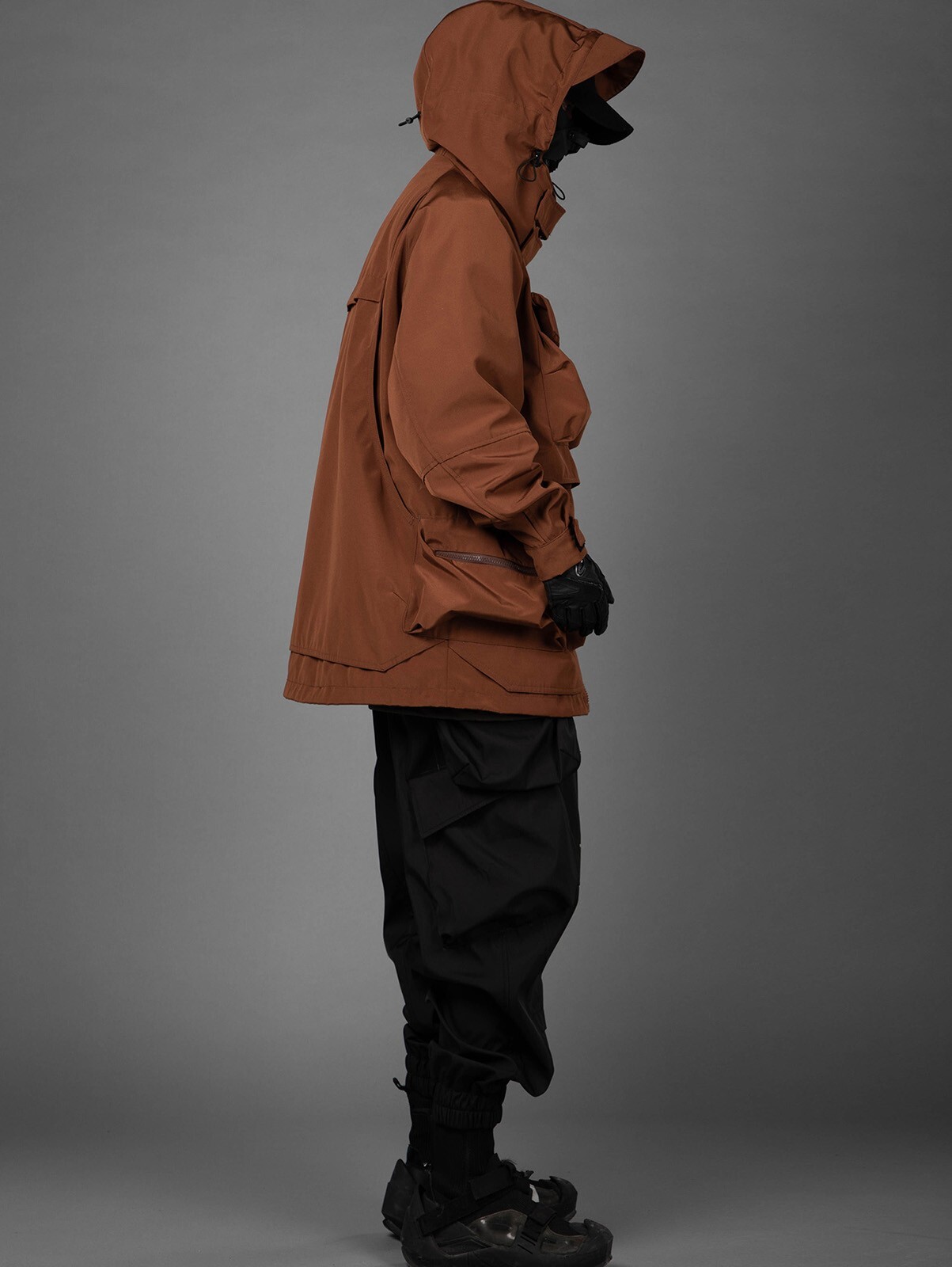 Niepce Brown Storage X Tech Jacket Streetwear Windbreaker Zip Up Coat for Men