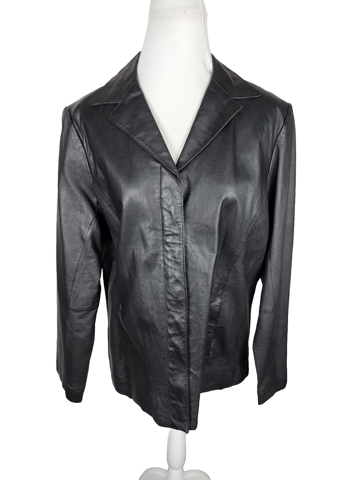 Tribeca WMS Sz XL Black Color 100% Genuine Leather Coat Jacket 2/4