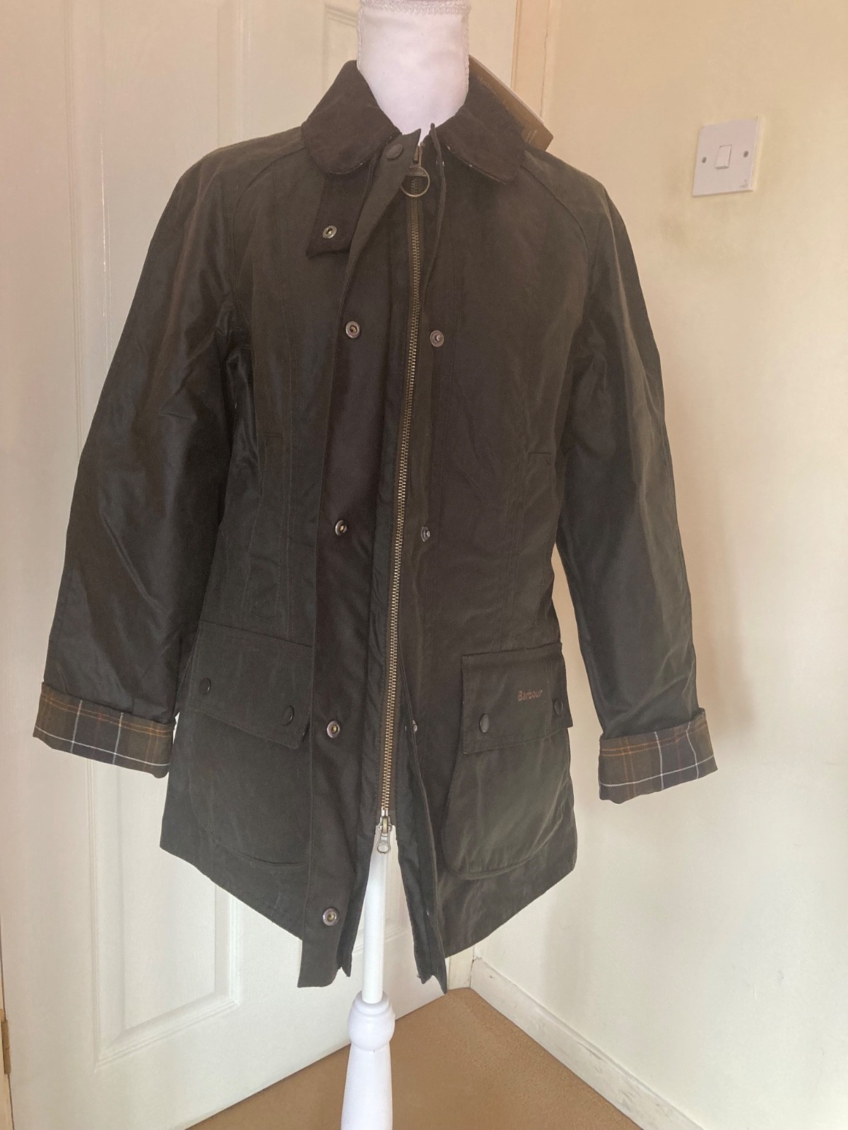Barbour Classic Olive beadnell wax jacket coat size 10 BNWT