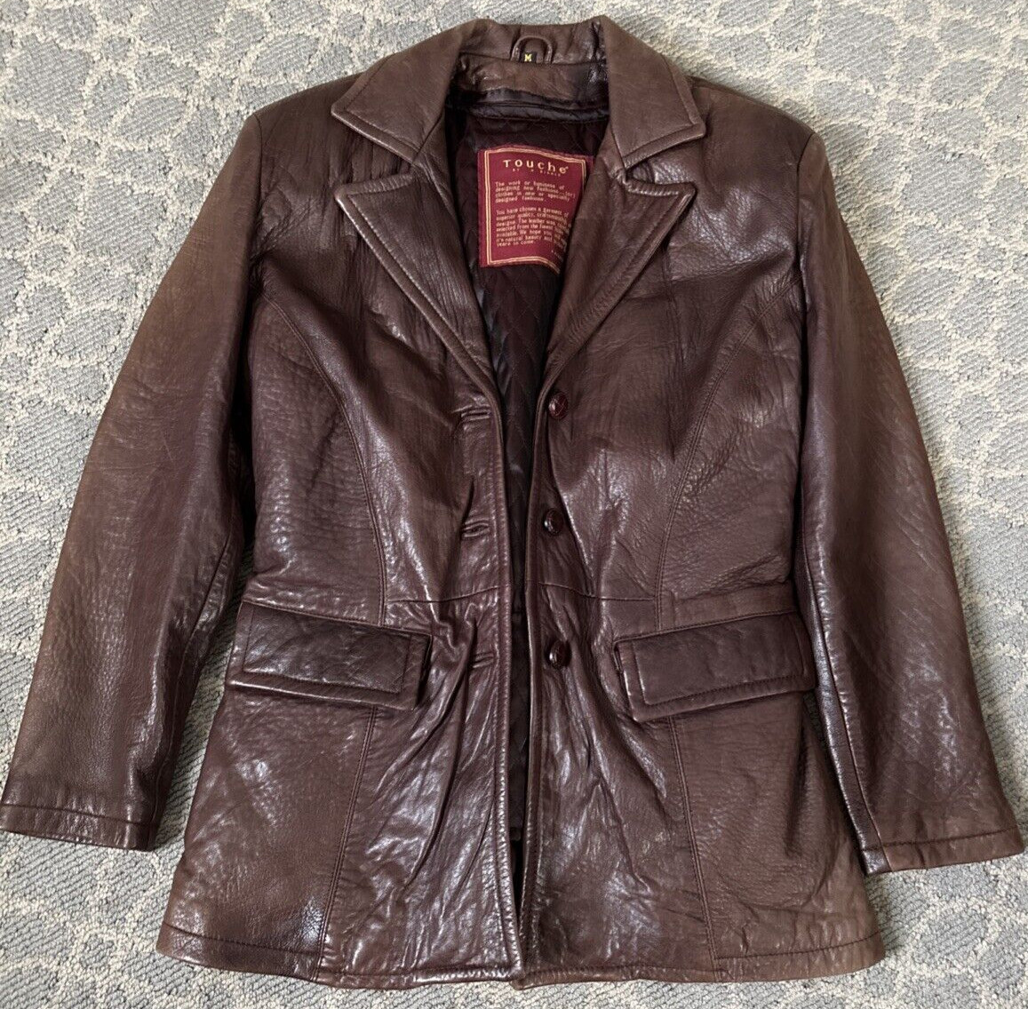 Touché By N. Bianco Women’s Medium Brown Leather Jacket Made In Pakistan