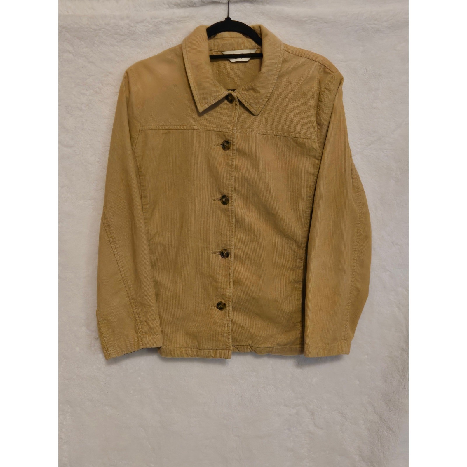 Eddie Bauer Women’s Large Tan Corduroy Button Front Jacket Camel Cotton Coat