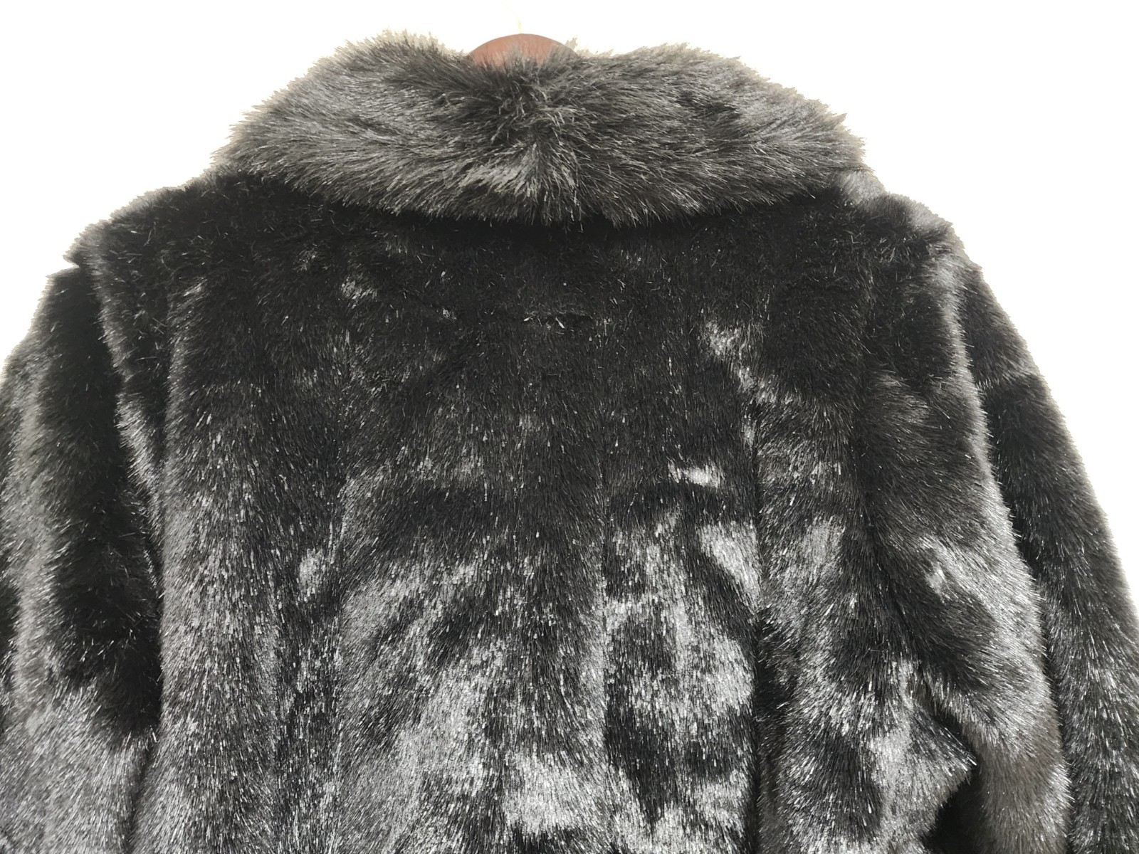 Donna Salyers Fabulous Furs Long Coat Women XL Black Faux Fur Open Front Outdoor
