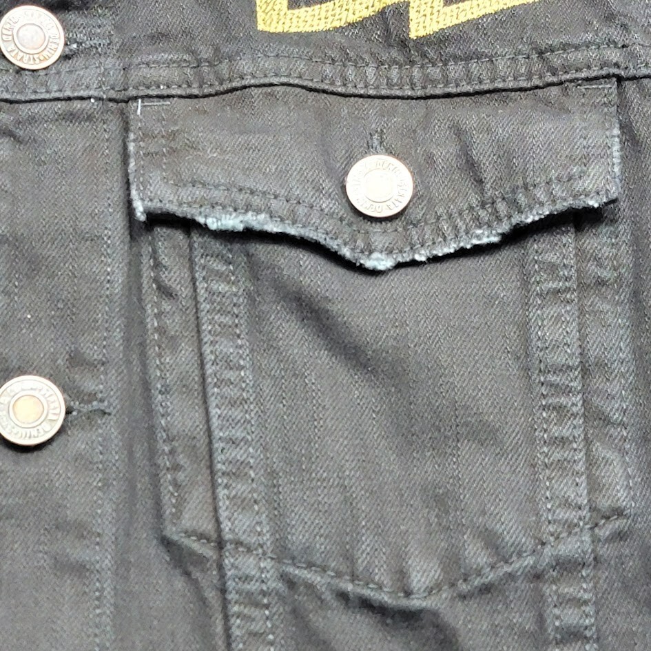 Strata Lolla Lollapalooza World Tour Jean Jacket Size Medium Black Denim
