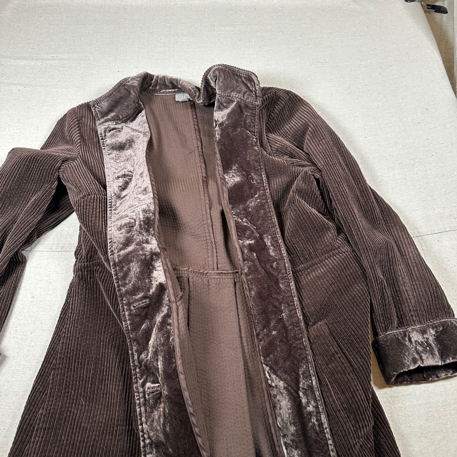 J. Jill Brown Corduroy Jacket Velvet Button 100 Cotton Coat Med Dark Academia