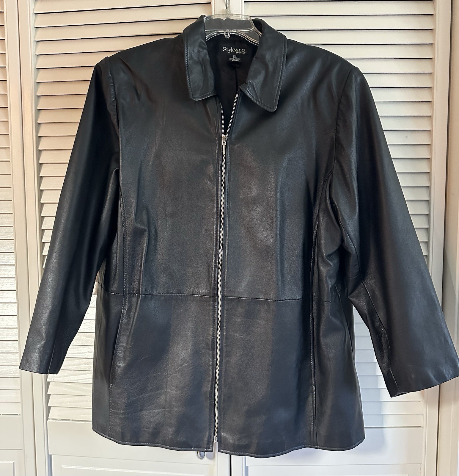 Vintage Style & Co Leather Jacket Size 2X Minimalist Classic Modern Design