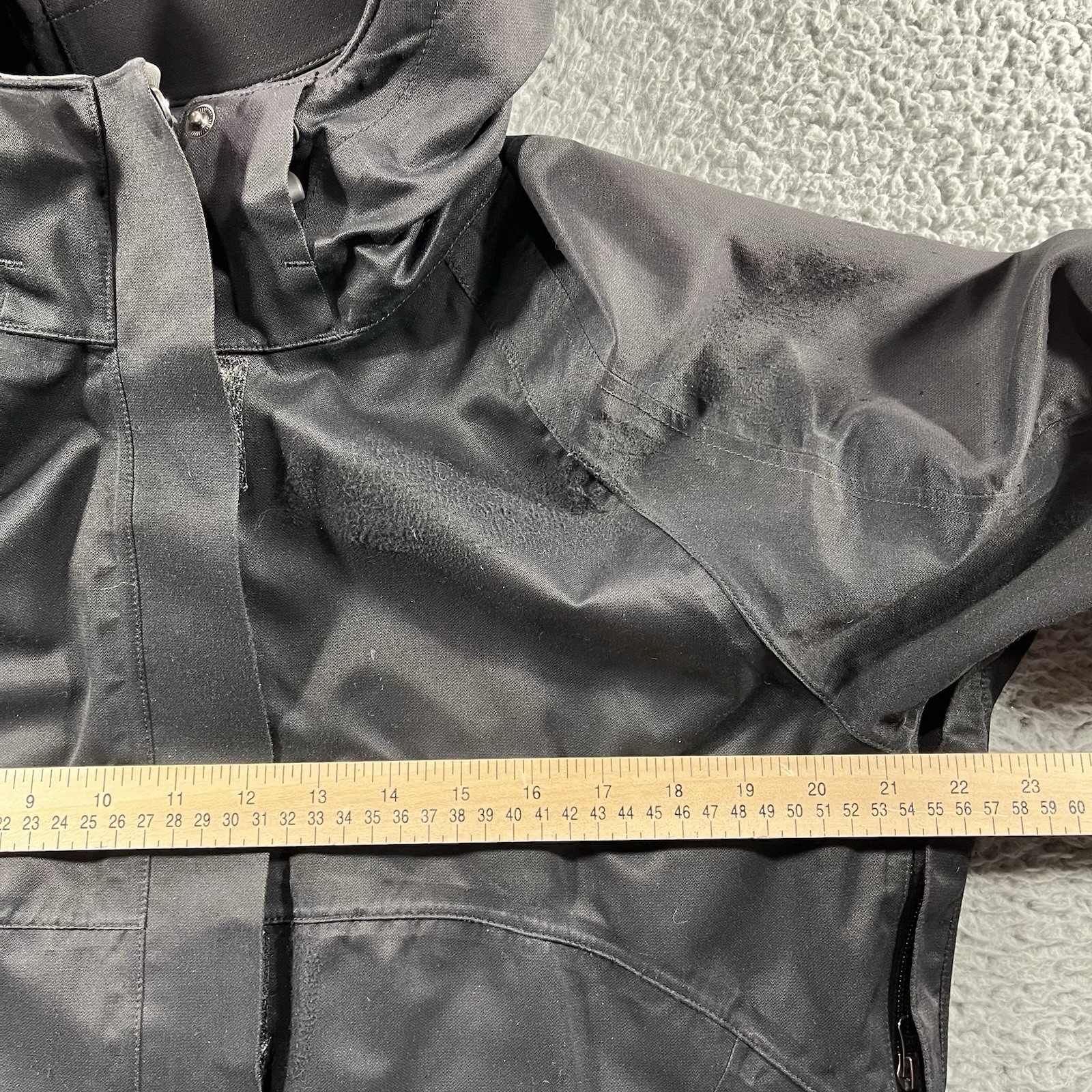 REI E1 ELEMENTS JACKET WONENS LARGE BLACK FULL ZIP HOODED HIKING OUTDOORS