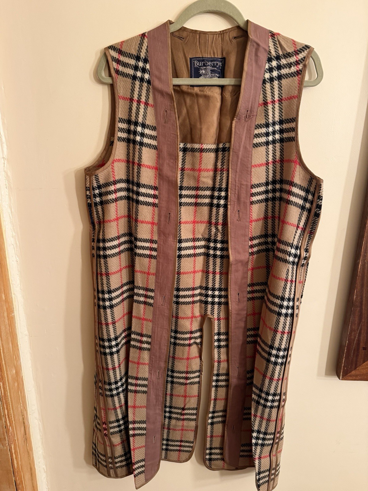 Vintage Burberrys Plaid Cashmere Mid-Length Vest Liner