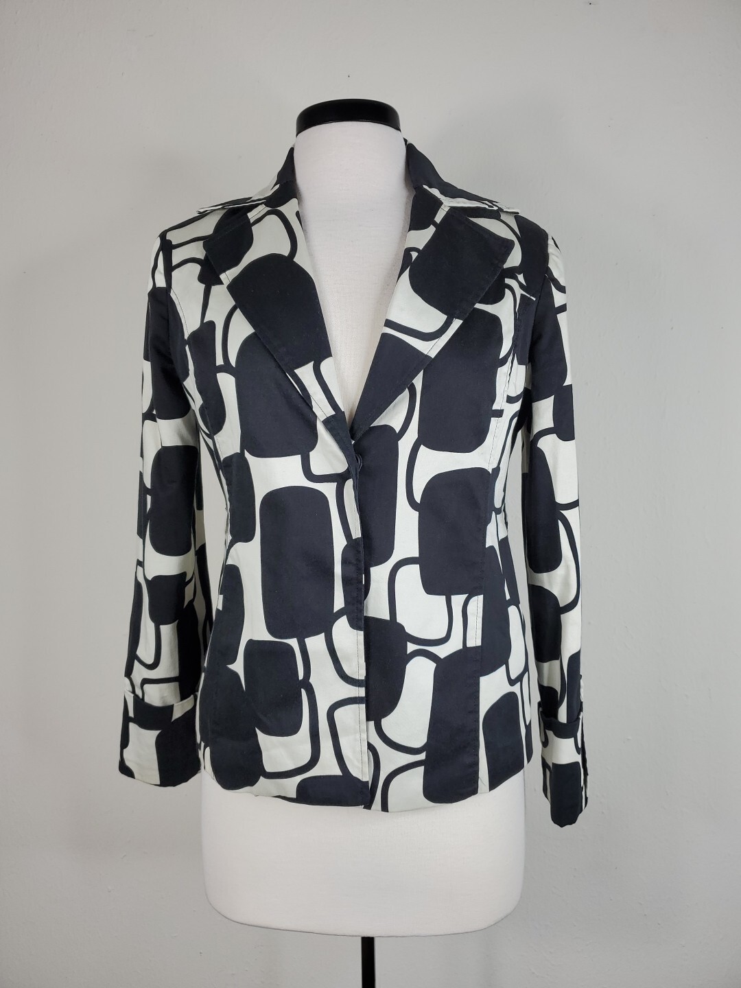 Appraisal Women’s Blazer Jacket Black & White Size Small Geometric W/Pockets
