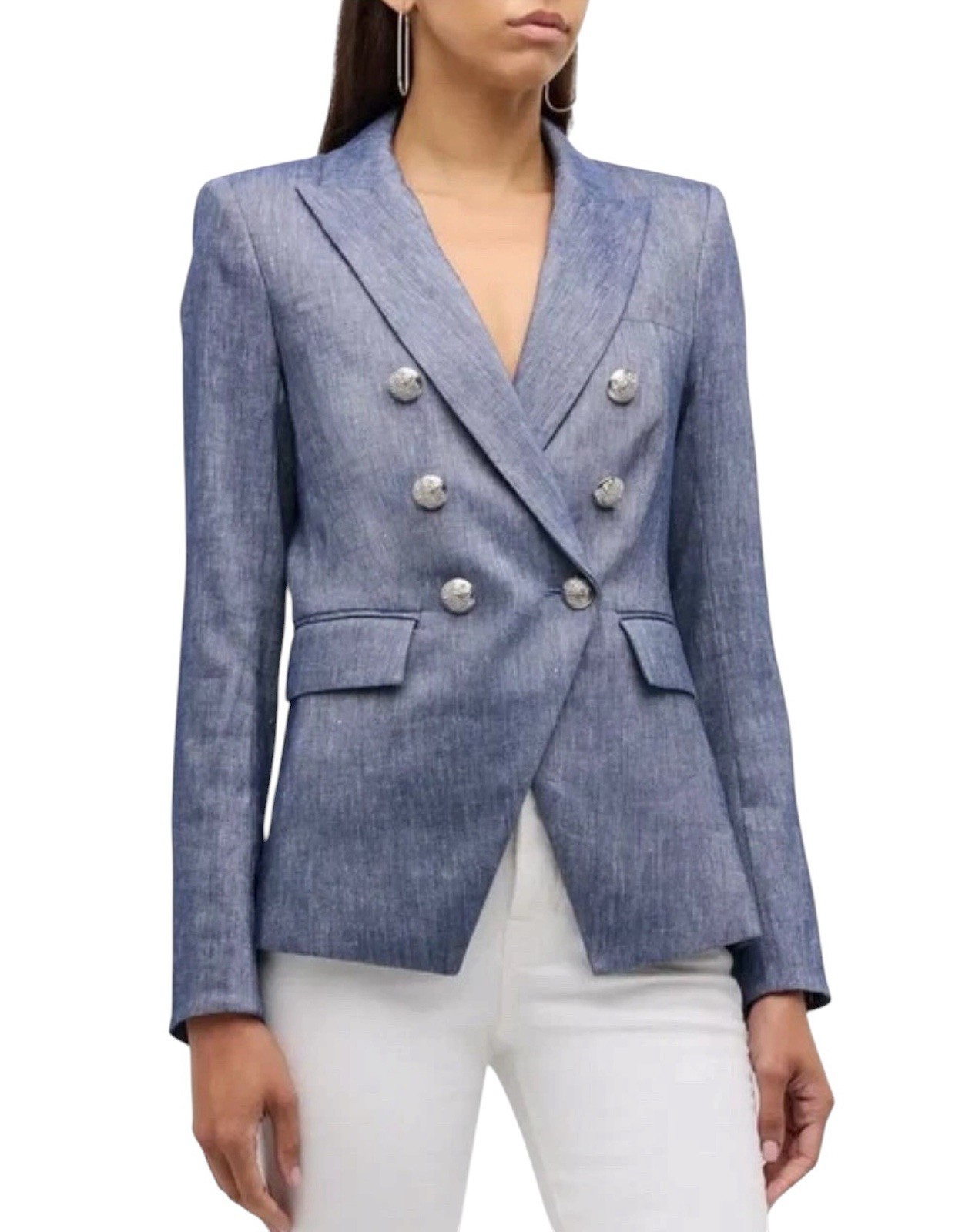 NEW VERONICA BEARD MILLER Dickey Jacket Women sz 00 Blue Linen Blend Blazer XXS