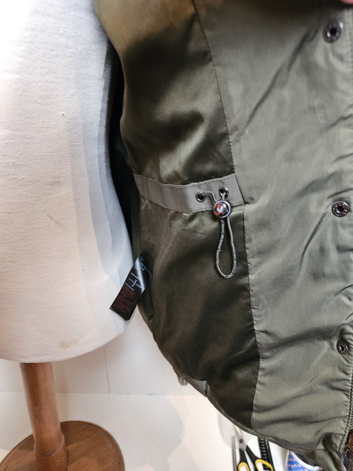 Jasper Conran Coat Down Lined Quilted Faux Fur Trim Olive Green Jacket UK 12