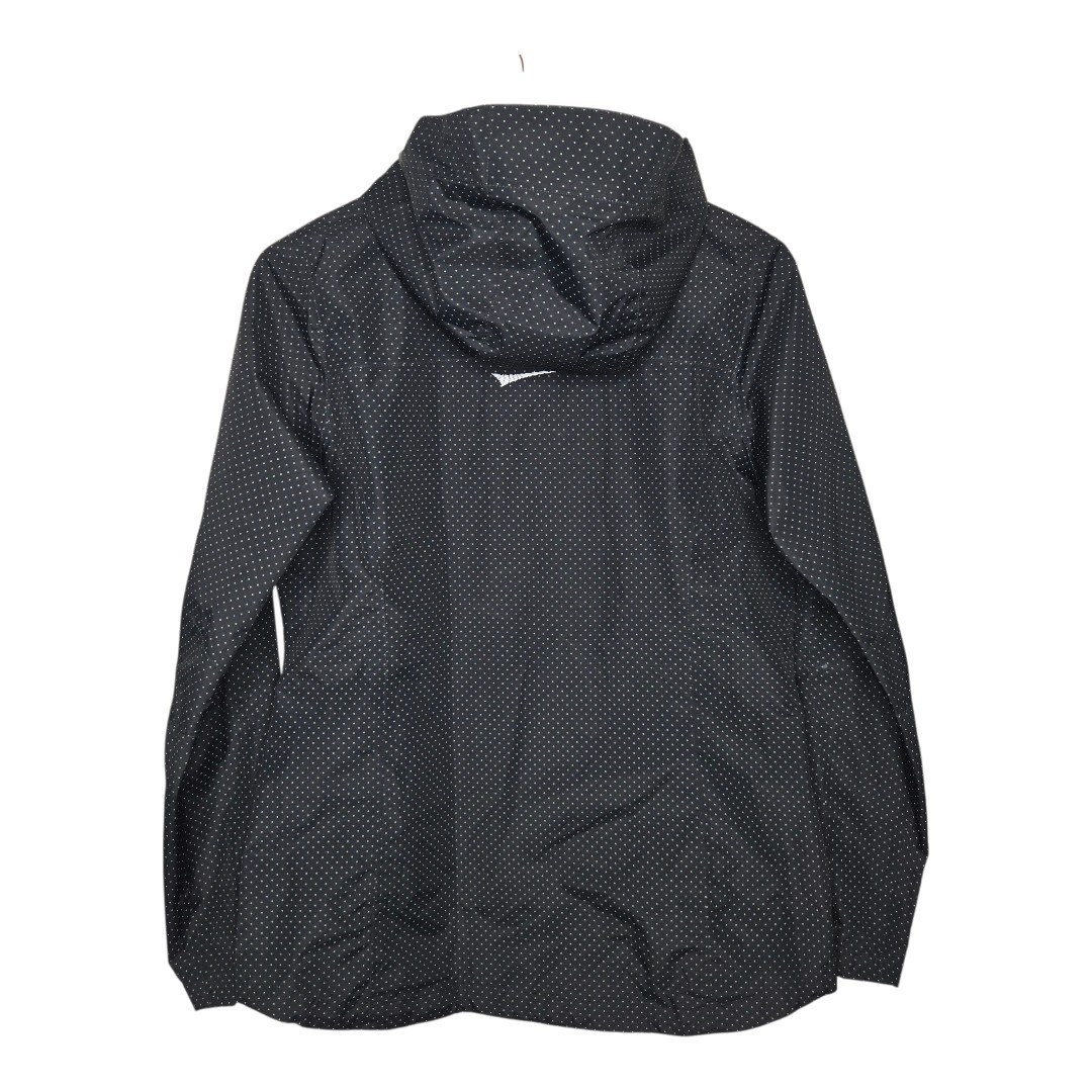 Paradox Womens Black Mini Polka Dot Hooded Full Zip Rain Jacket Small