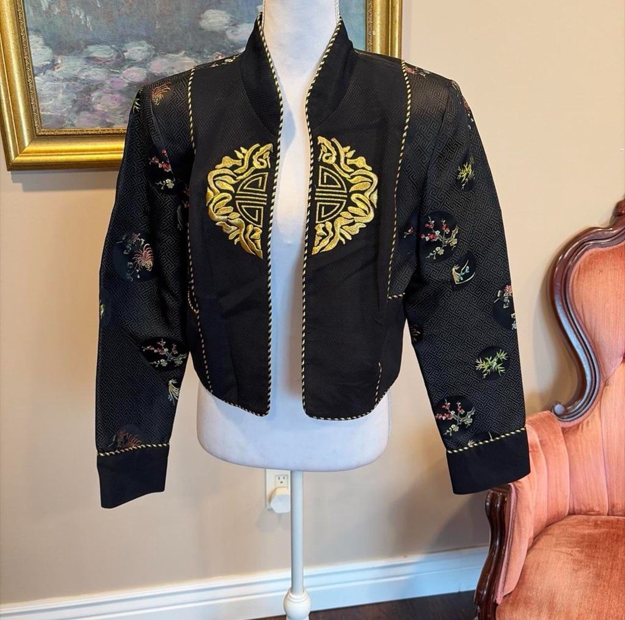 Vintage 90s Night Lights by NR1 Asian Brocade Cropped Jacket