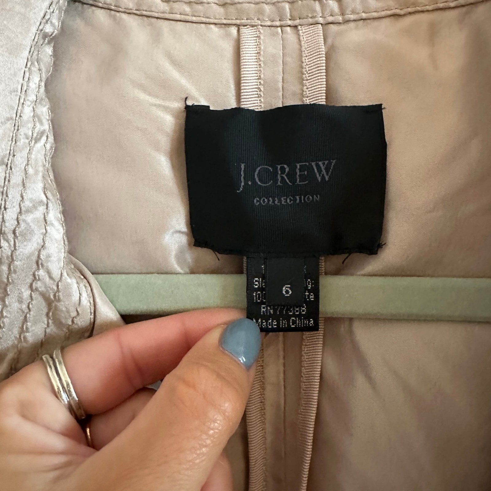 J. Crew Collection Blush Silk Taffeta Trench Coat Women’s Size 6 Classic
