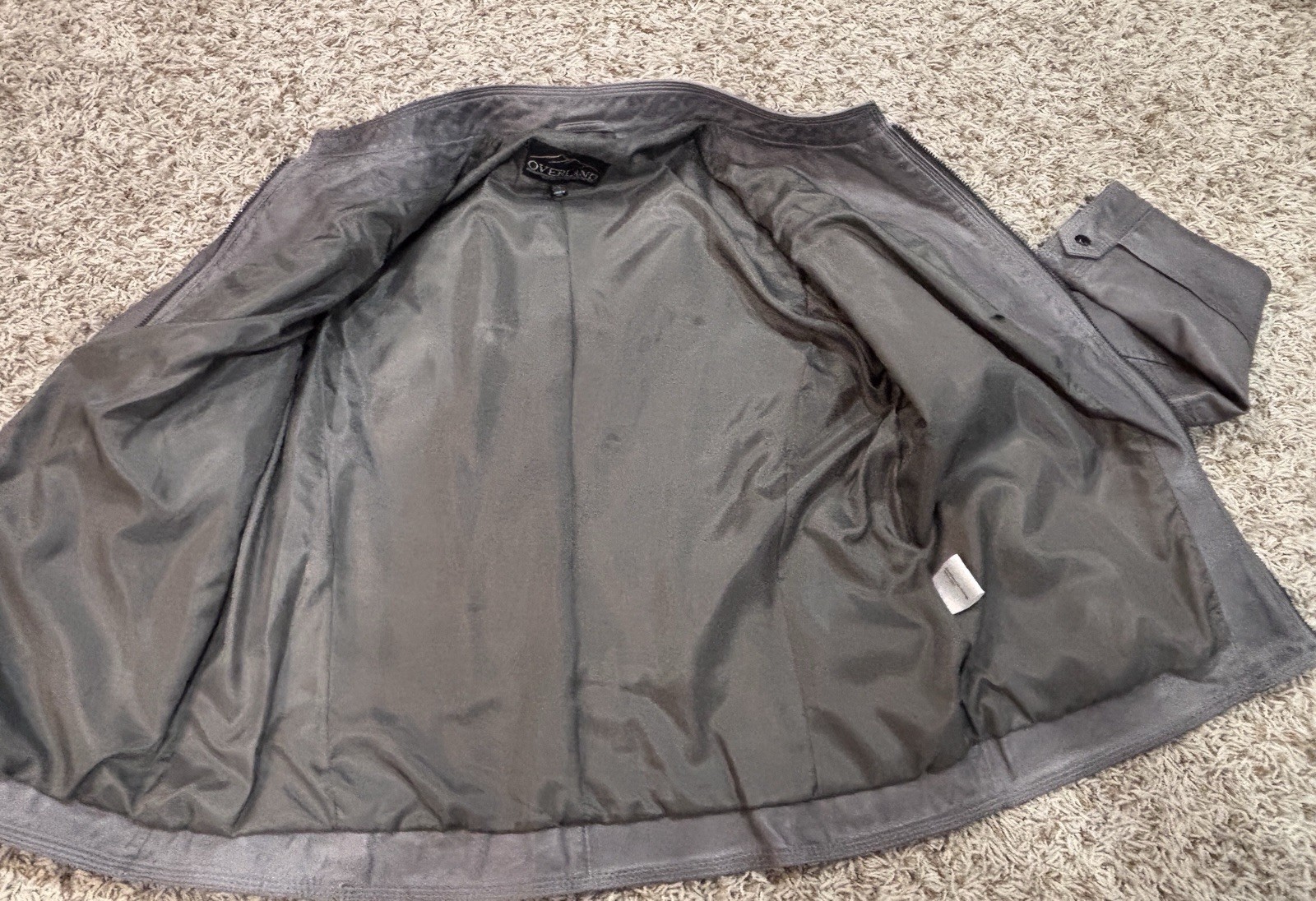Overland 100% Lamb Leather Jacket Gray Braided Detail Women’s Size L