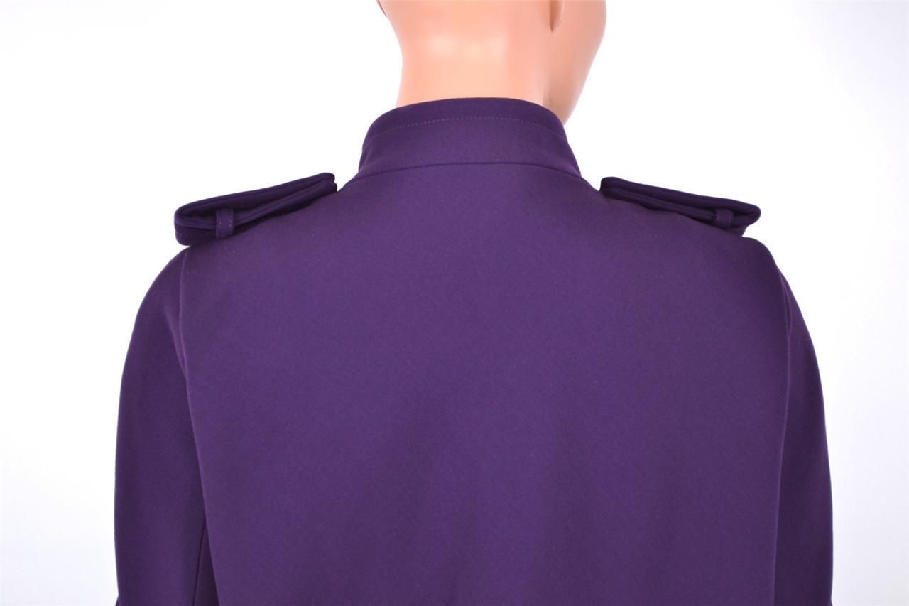 New Burberry Prorsum $2,595 Purple Wool Runway Military Coat Jacket 12 46