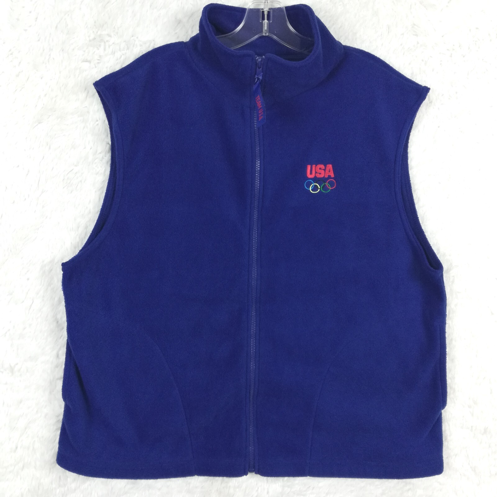 United States Olympic Committee Womens Vest Fleece Team USA Blue Embroidered XL