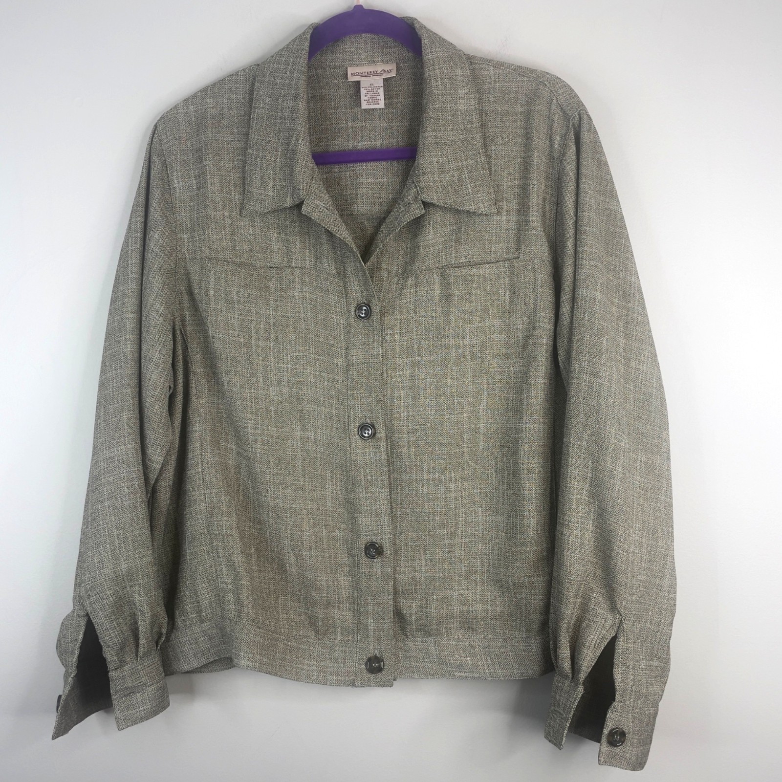 Vintage Button Up Jacket Womens XLarge Euro Summer Old Money Neutral Capsule