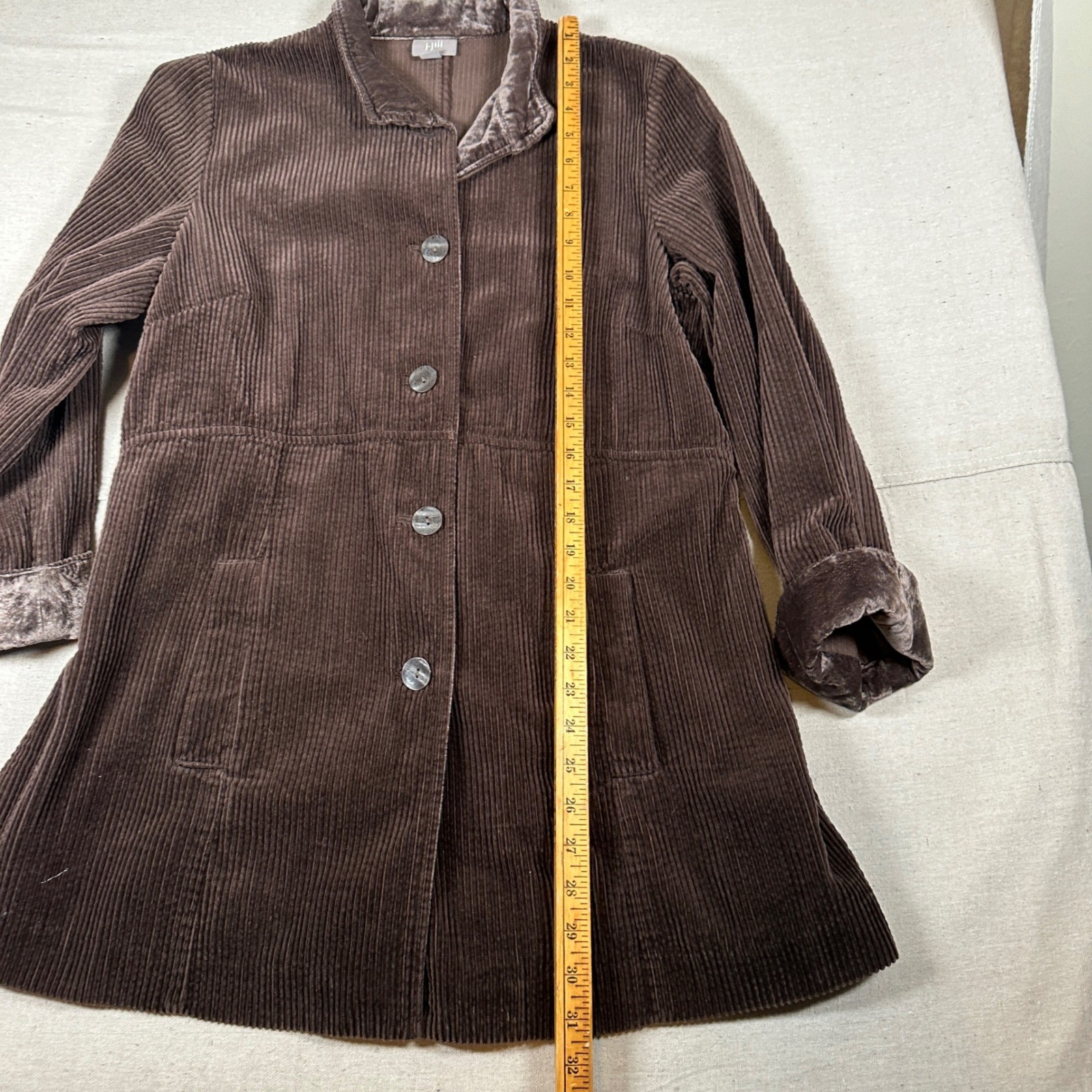 J. Jill Brown Corduroy Jacket Velvet Button 100 Cotton Coat Med Dark Academia