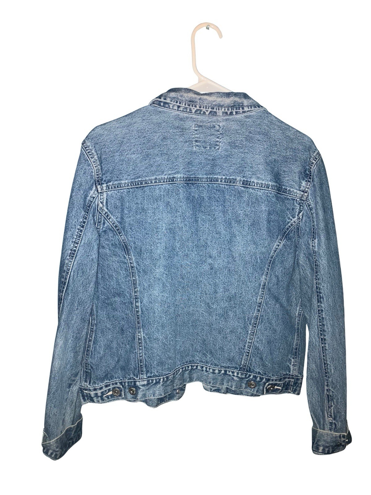 Faded Glory Women’s Blue Embroidered Button Jacket w/ Pockets Collared L