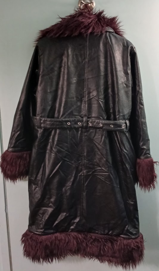 Faux Leather Trench Coat The Ragged Priest Limited Edition Y2K Faux Fur Trim
