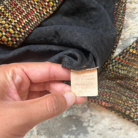 VTG tweed pattern full Zip jacket fall autumn funky medium