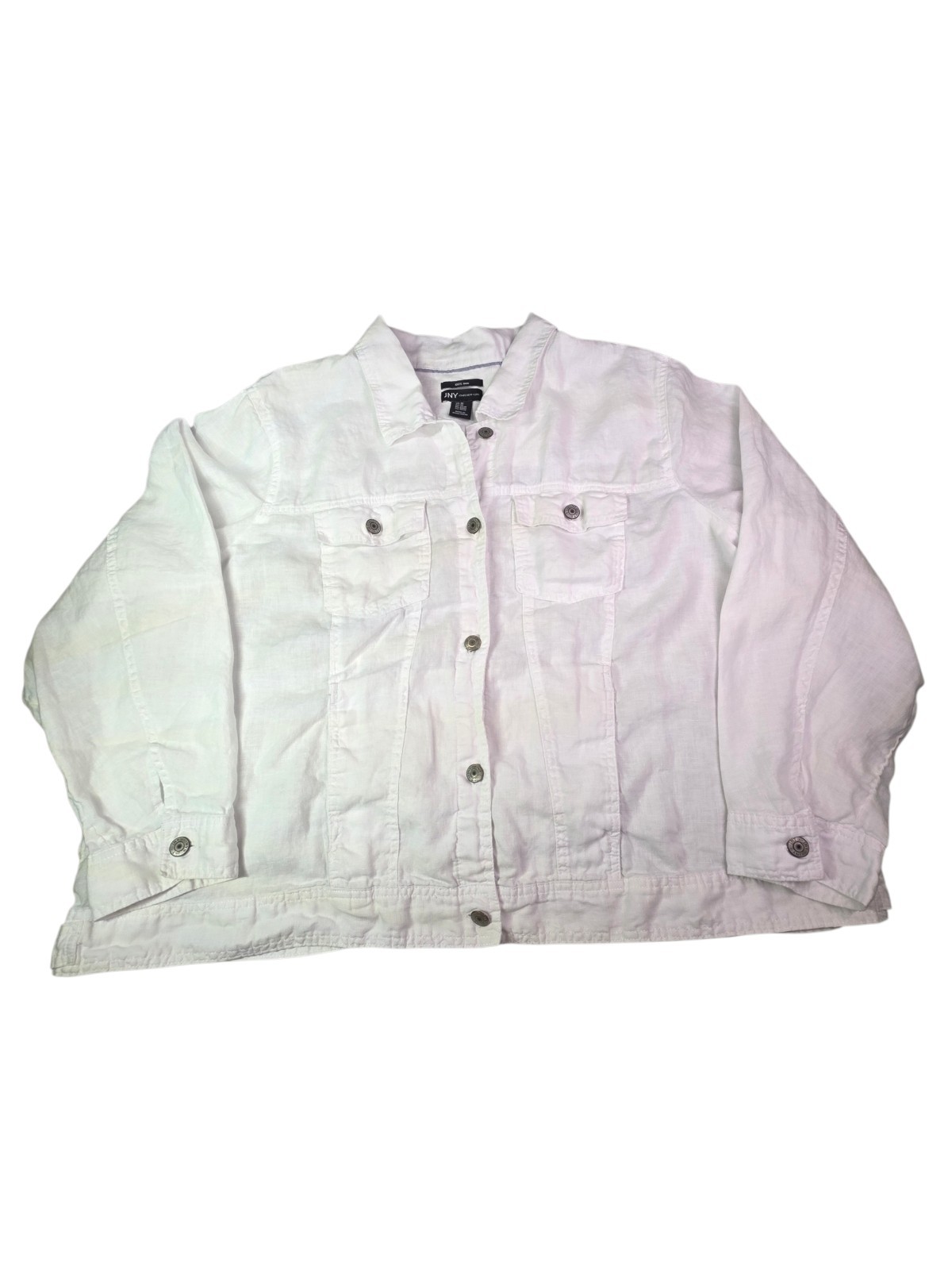 Jones New York White Linen Button Front Jacket Trucker Shirt Jacket Size 3x