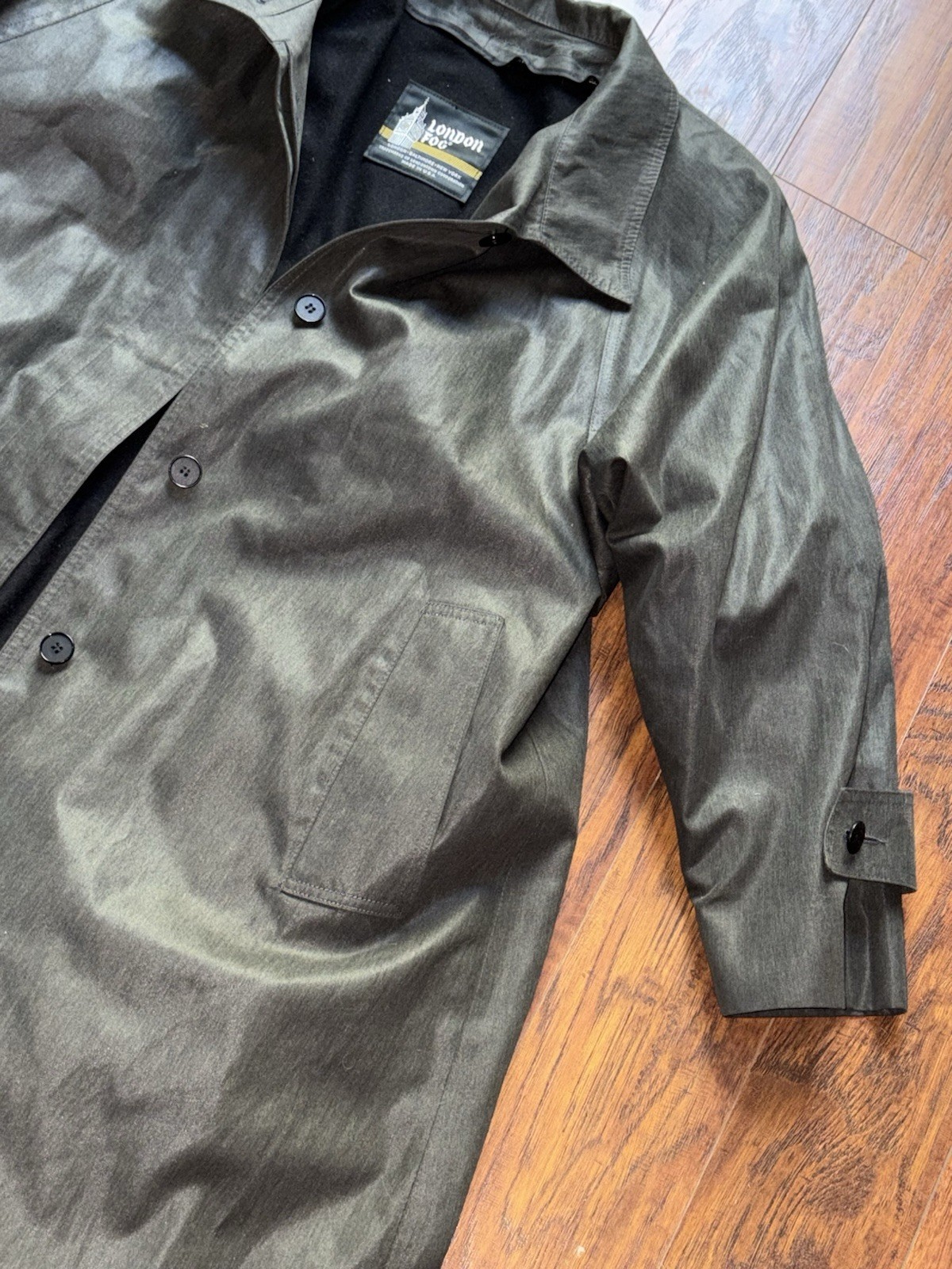 Vintage Dark Green London Fog Coat Womens 8P Trench Zip Liner Classic Academia