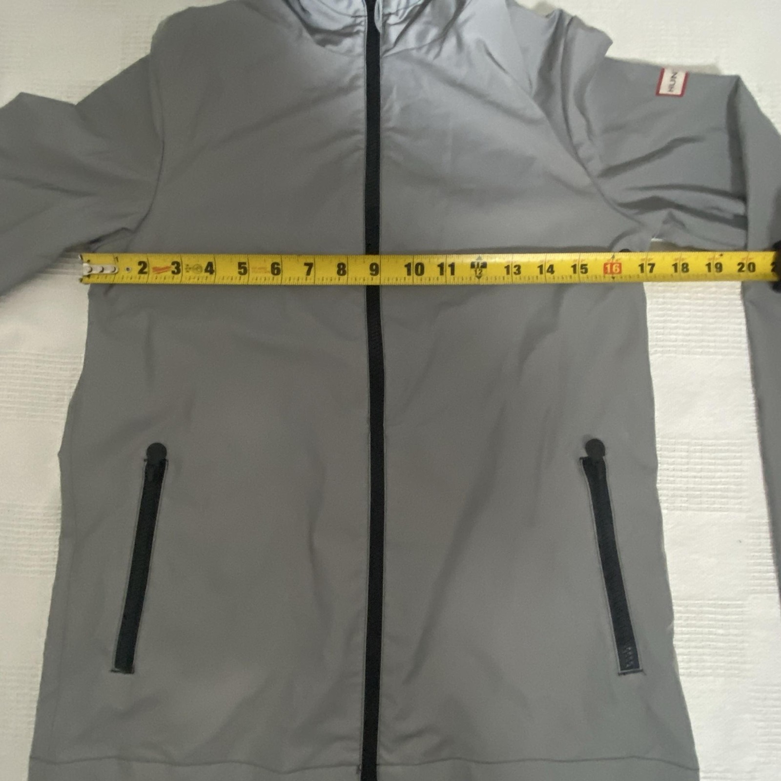 Hunter Jacket Womens Large Gray Hooded Rain Coat Full Zip Lightweight Casual