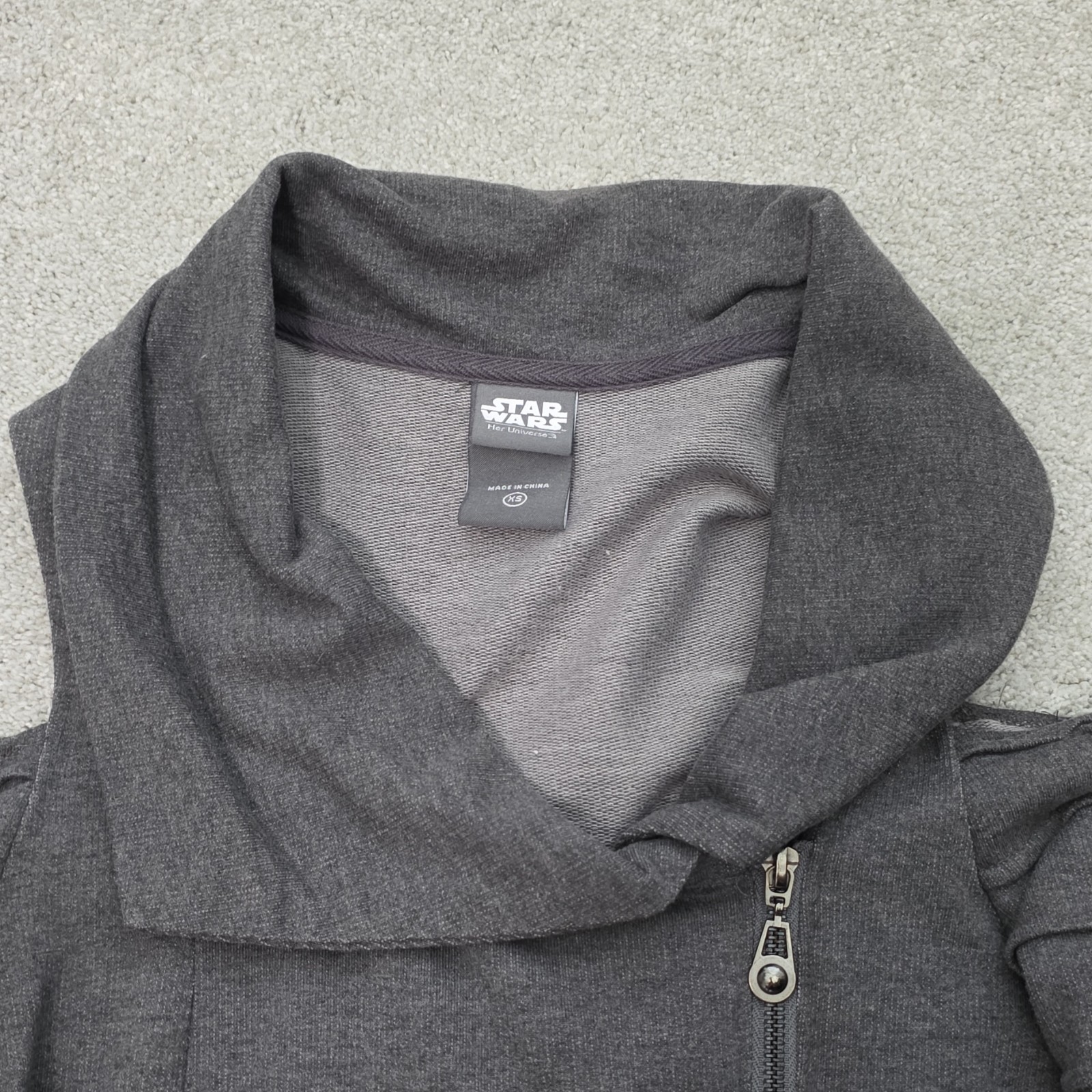Star Wars Her Universe Gray Full Zip Cowl Neck Asymmetric Jacket Womens XS